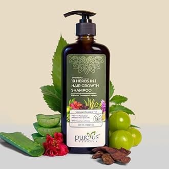 PUREUS Khadi Herbals Shreekesha 10 Herbs in 1 Shampoo for damage control, hair fall, Healthy Scalp, Anti Dandruff & Dry Frizzy hair | Herbal Hair Cleanser with Ayurvedic properties & Pure Powerful Na