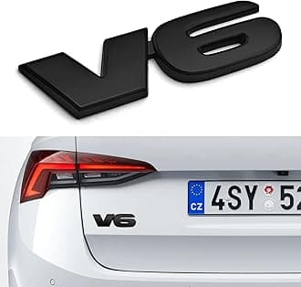 3D V6 Metal Emblem, Tailgate Emblems, Car Side Fender Rear Tailgate Decal, Universal Car Decor Accessories Fender Trunk Decorative Badge Stickers for Vehicle Exterior (V6 Black, 1PCS)