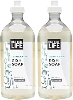 Better Life Dish Soap - Liquid Dishwashing Soap with Vitamin E and Aloe for Home & Kitchen Sink - No Gloves Required Kitchen Soap for Sensitive Skin - 22oz (Pack of 2) Unscented