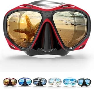 Copozz Adult Scuba Mask, Dive Mask Anti Fog Snorkeling Scuba Diving Glasses, Great Seal Free Diving Tempered Glass Mask Goggles