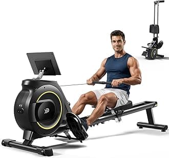 Rowing Machine for Home, 350 LB Capacity, 16-Level Silent Resistance, Magnetic Rowing Machines for Home Foldable, Full-Body Workout Compact Rowing Machine for Cardio & Strength with APP Support