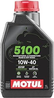 Motul 5100 4T 10W-40 Motorcycle Oil - Technosynthese Semi-Synthetic with Ester - API SP JASO MA2 Wet Clutch Safe - Smooth Shifting Engine and Gearbox Protection for Street ATV UTV 1L