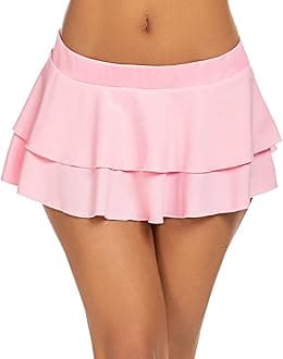 Women’s Pleated Mini Skirt Ruffle Lingerie Layered Lingerie Skirt Y2K Plaid Schoolgirl Outfit Role Play, XS-4XL