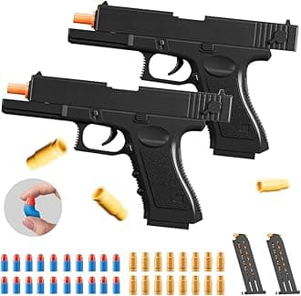 2Pack M1911 EVA Soft Foam Ejection Toy Blaster, Shooting with Foam Darts, Shooting Games, Backyard Fun and Outdoor Games, Education Toy Model for Boys Girls Halloween Christmas Ages 8+ (Black+Black-G)