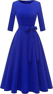 DRESSTELLS Cocktail Dresses for Women, Vintage Wedding Guest 3/4 Sleeves Formal Church Tea Dress
