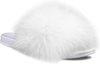 NewYouDirect Faux Fur Slides for Women, Fuzzy Slippers Fluffy Sandals Furry House Shoes Indoor Outdoor