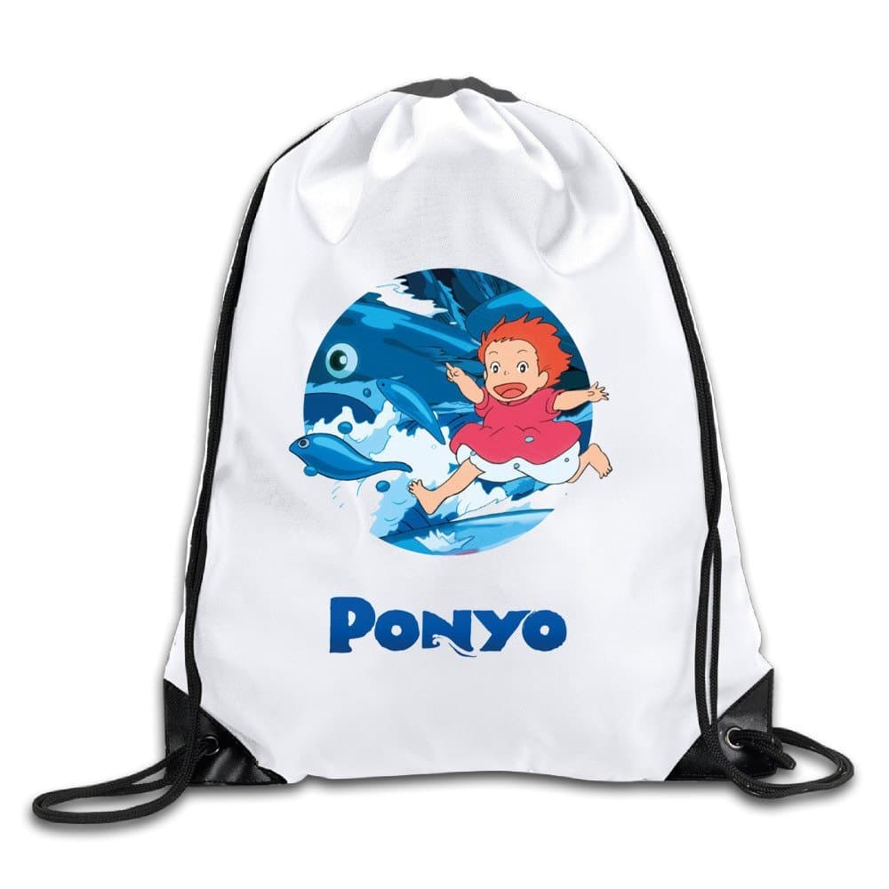 Ponyo Lightweight Drawstring Gift Bags Backpack White Size One Size