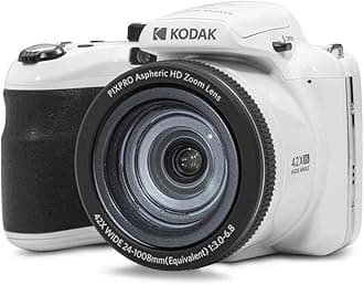 KODAK Pixpro Astro Zoom AZ425 - Digital Camera Bridge, 42x Optical Zoom, 24mm Wide Angle, 20 Megapixels, LCD 3, Full HD 1080p, Li-ion Battery, White