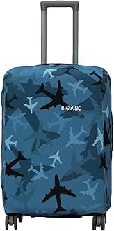 Protective Cover in Polyester Fabric with Plane Print for | 28' Inch 75 cm Large Size | Hard Luggage Trolley Bag Cover (Fits Only On Fiber - Plastic Trolley Bag)