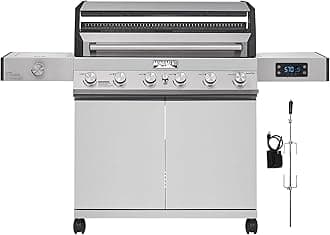 Monument Grills 6-Burner Convertible Natural Gas Smart bbq Grill Stainless Steel Denali 605 with Rotisserie Kit (Without Conversion Kit)