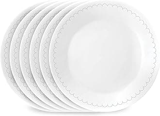 Corelle Vitrelle 6.75" Salad Appetizer Plate Set, Triple Layer Glass and Chip Resistant, Lightweight Round Plates, 6-Piece Caspian