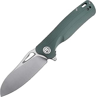 PF868 Bunta,3.35" D2 Satin Blade,146g G10 Handle Flipper Folding knife (Green G10)
