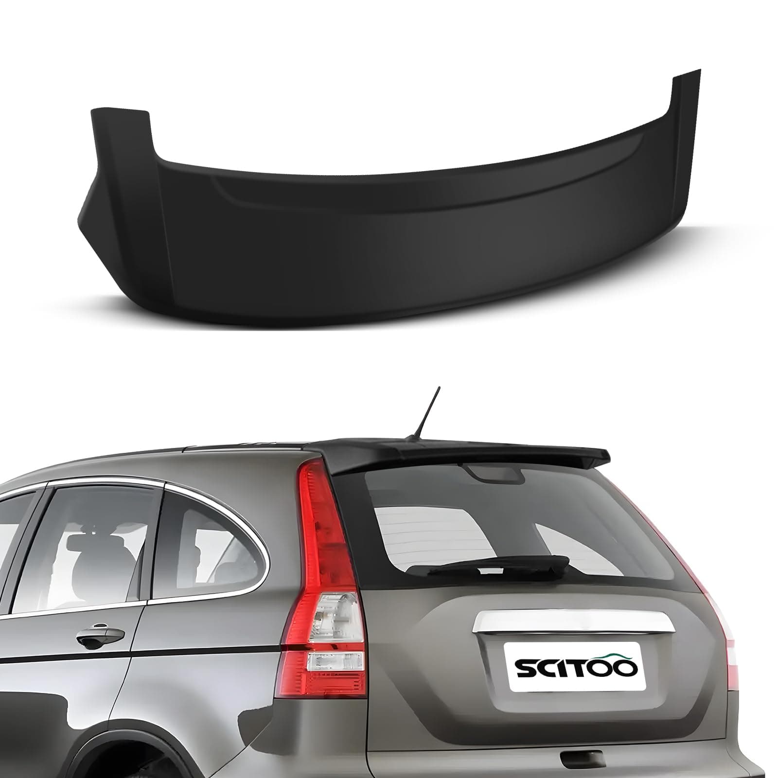 SCITOO ABS Black Rear Spoiler Wing With 3rd Brake Light Exterior Accessories Styling Kits Replacement for Honda CR-V 4-Door Sport Utility 2.4L SE