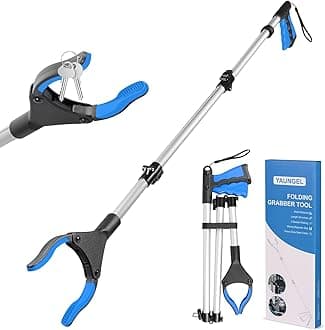 YAUNGEL 43'' Litter Pickers, Grabber Stick with Magnet, Grabber for Disabled, Extra Long Foldable Litter Pickers for Adults, 108CM Pick Up Stick Grabber with 360° Rotating Jaws Reaching Aids (Blue)