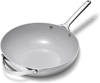 Non-Stick Stir Fry Pan - 12” Wok-Inspired Pan - Free From Forever Chemicals - High-Sloped Walls - Stainless Steel Handles - Gray