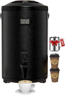 Insulated Beverage Dispenser 2.2 Gallon - Thermal Hot Beverage Dispenser, Hot and Cold Drink Dispenser with Spigot for Hot Water Coffee Chocolate Tea Cold Milk Cocoa, Black (Non-electric)