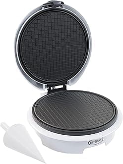 Waffle Cone Maker - Electric Nonstick Waffle Iron with Shaper Cone Included - Small Kitchen Appliances (White)