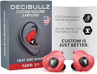 Custom Molded Earplugs, 31dB Highest NRR, Comfortable Hearing Protection for Shooting, Travel, Swimming, Work and Concerts (Red)