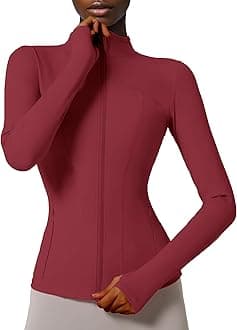 Women's Slim Fit Full Zip Athletic Running Sports Workout Jacket with Thumb Holes
