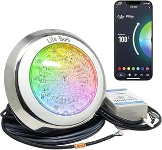 Life-Bulb Smart Pool LED Pool Lights for Inground Pool, Wall Mounted, Color Changing with Remote - 75ft Cable, Works with Remote or Phone App - iOS/Android Compatible, Lifetime Replacement Program