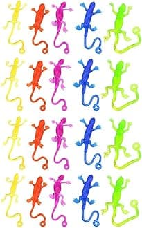 NUOBESTY Sticky Lizards Toys Sticky Gecko Party Favors Goodie Bag Stuffers Stretchy Rubbery Reptile Wall Crawling Gecko Lizards for Kids Novelty Toys Halloween Pinata Filler 20Pcs