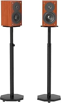 Nisorpa Floor Speaker Stands Height Adjustable Speaker Stands Pair 32.6”- 43” for Surround Sound Universal Compatibility Hi-Fi Speakers/Stereo/Home Cinema