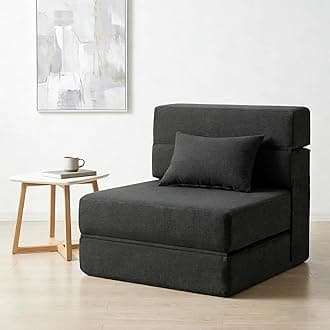 Folding Sofa Bed with Pillows, Convertible into Apartment Chair, with Memory Foam Sleeping Mattress, Suitable for the Living Room, Bedroom, Guest Room, Office, Apartment or Loft, Dark Grey