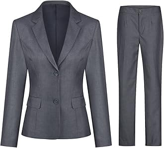 Women's 2 Pieces Office Suit Set Long Sleeve Blazer Jacket and Suit Pants