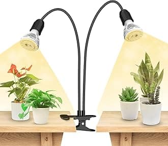 SANSI LED Grow Lights for Indoor Plants, 300W Full Spectrum Gooseneck Clamp Grow Lamp, 20W Power Plant Light with High PPFD for Seeding, Lifetime Free Bulb Replacement Plant Lights for Indoor, 2 Head