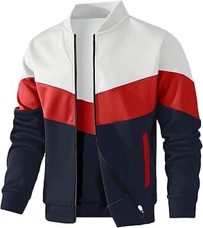 HYPESTFIT Mens Lightweight Jacket Casual Bomber Jacket Color Block Varsity Coat