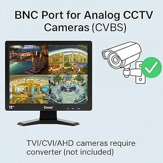 19" CCTV Monitor with VGA HDMI AV BNC Audio In/Out Ports 4:3 Built-in Speaker (LED Backlight) LCD Display Screen with USB Drive Player for Surveillance System Security Camera STB 1280x1024 Resolution