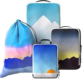 4-Piece Luxury Compression Packing Cubes & Bags for Travel – Maximize Space in Luggage with HybridMax Double-Capacity Design, 50 Luggage Tags, Patented Suitcase Organizer Bags, Lifetime Satisfaction