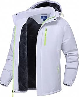 Mens Skiing Jackets with Hoode Snowboarding Waterproof Fleece Liner Coats Windproof Winter Raincoat Multi Pockets