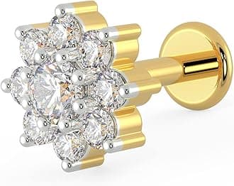 IGI Certified 0.09 Carats Diamonds with VVS Clarity & EF Colour Adorned on 18kt (750) Yellow Gold Nosepin For Women