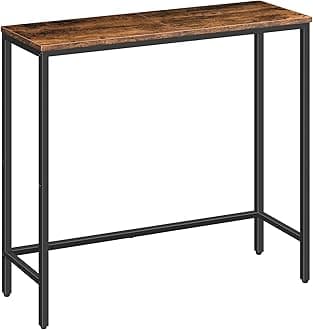 HOOBRO Console Table, Slim Console Table for Hallway, Metal Frame, Compact Display Table, Sofa Table for Small Spaces, Entryway, Living Room, Sturdy, Rustic Brown and Black EBF75XG01
