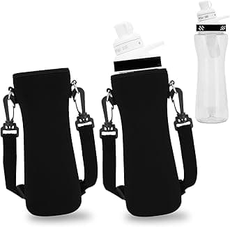 2 Pcs Sleeve Compatible with 22oz Cirkul Water Bottle, Water Bottle Sleeve for Plastic & Stainless Steel Bottle, Neoprene Insulated Water Bottle Cover for Retaining Temperature (Black).