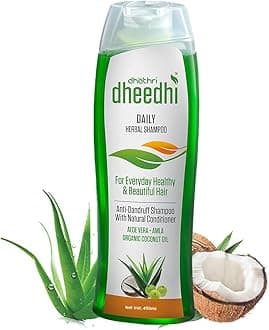 Dheedhi Daily Herbal Shampoo to Reduce Dandruff & Promote Hair Growth, Ayurvedic Shampoo to Restore Hair Shine & Strength (400ml)