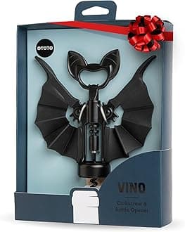 OTOTO Vino Spooky Bat Wine Opener - 2-in-1 Wine & Beer Opener, Corkscrew & Bottle Opener - Goth Accessories & Kitchen Gifts - Perfect Kitchen Accessories & Cool Gadgets