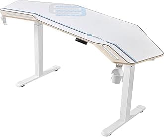 - Standing Desk, 72" Electric Adjustable Height Desk,Wing Shaped Computer Desk Large Music Studio Table, Dual Motor&Slot, Maple