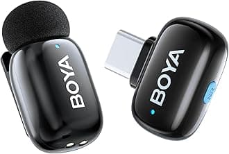 Boyamini Wireless Lavalier Microphone for iPhone15/16 Android USB-C Plug, Ultra Mini Mic with Noise Reduction, AI Voice Change, Lapel Microphone for Vlogging TikTok YouTube Content Creators