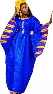 African Bazin Boubou Royal Blue Basin Rich Dashiki Senagal Mali Basin Robe Nigeria Women Wedding Party Bride Dress