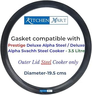 Kitchen Mart Gasket compatible with Prestige Deluxe Alpha/Deluxe Alpha Svachh Steel Pressure cooker (3.5 Litres)