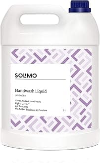 Amazon Brand - Solimo Liquid Handwash, Refill Can | Lavender | 5 Litre | Fights Germs | Ph-Balanced Formula | No Added Triclosan & Parabens