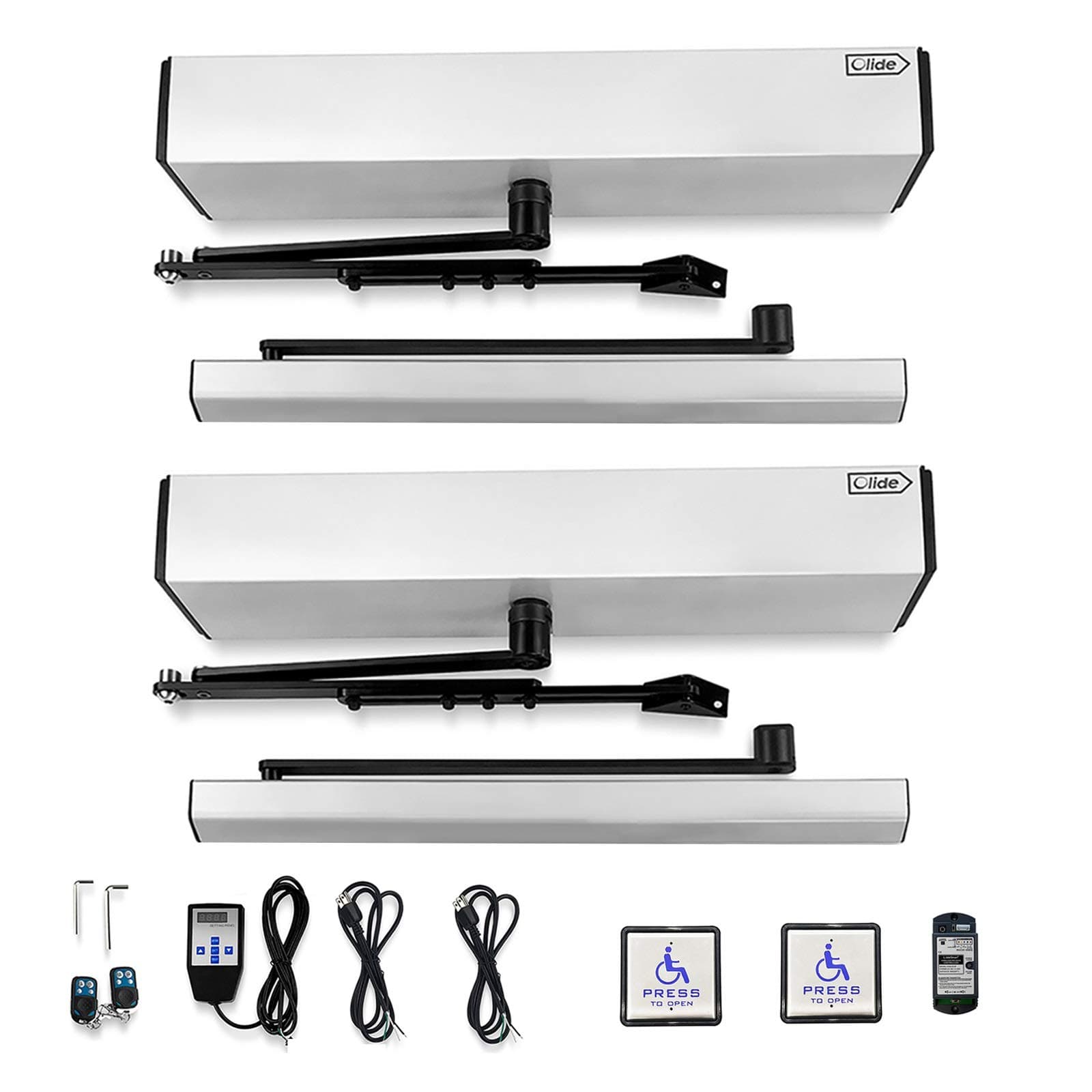 Automatic Dual Door Operator, Auto Open Doors Simultaneously with One Handicap Push Button, Parameters Adjustable via Hand Programmer, Max Loading Weight-264lbs