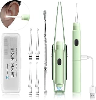 Upgraded All-in-One Ear Cleaning Tool Set with LED Light, Pick, Tweezers, Spiral Spring Spoon for Adults, Kids, and Pets (Pack of 7)