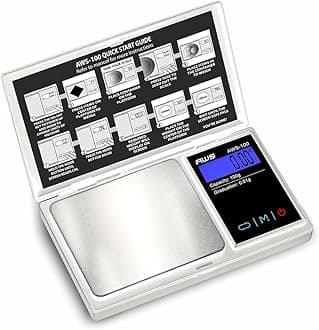 American Weigh Scales Series Digital Pocket Weight Scale Backlit LCD Stainless-Steel Surface 100g x 0.01g, (Silver), AWS-100-SIL
