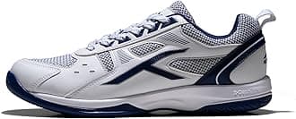 HUNDRED Unisex-Child Raze Non-Marking Cushion Badminton Shoe (White::Navy, 4Uk)