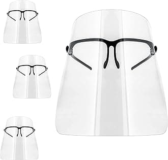 TCP Global Salon World Safety Face Shields with Black Glasses Frames (Pack of 4) - Ultra Clear Protective Full Face Shields to Protect Eyes, Nose, Mouth - Anti-Fog PET Plastic, Goggles
