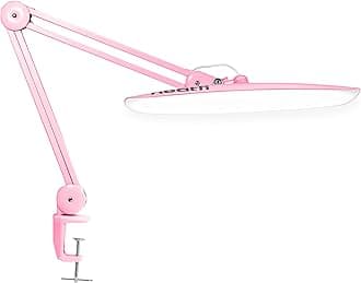 Neatfi XL 2200 Lumens 24W LED Desk Lamp – Shadow-Free Task Lighting | 4-Level Dimming | Home Office & Crafts Use | 50cm Wide Head (Pink, Non-CCT with Clamp)