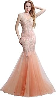 Women's Lace Mermaid Prom Dresses Long Sequin Beaded Evening Ball Gowns